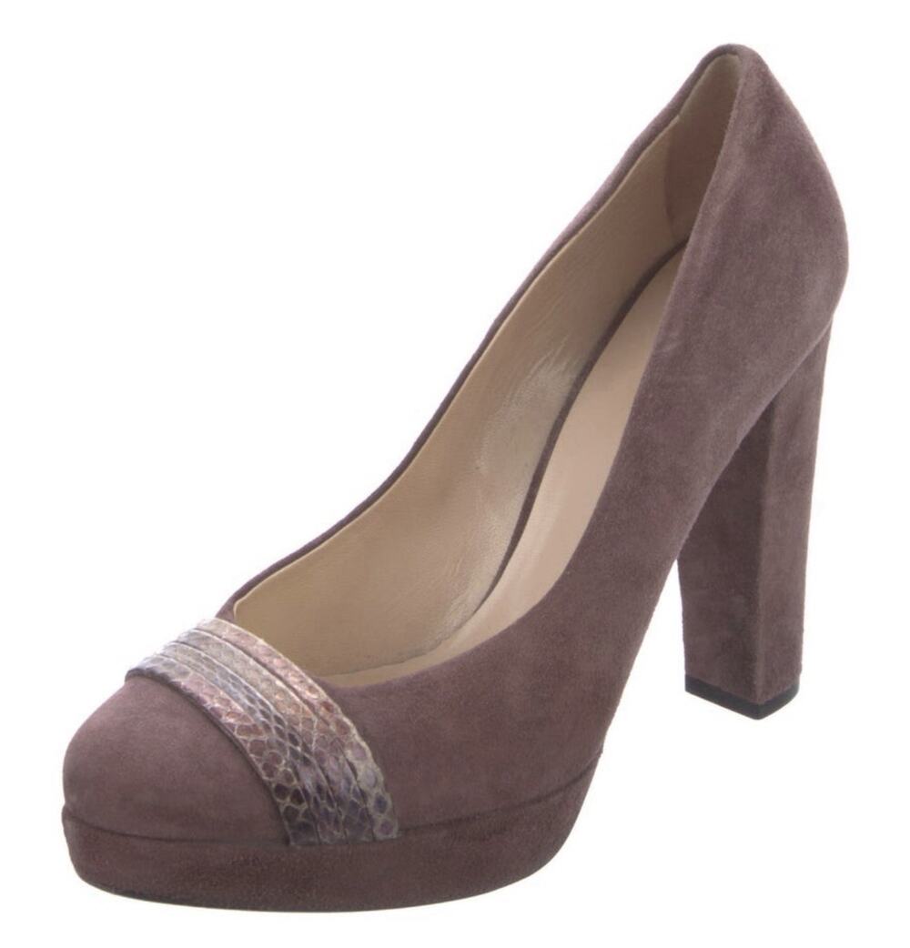 Furla Purple Suede Pumps Shoes Heels Leather Accent Size EU 40